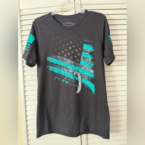 NEW GRUNT STYLE Black and Teal Club Men's Shirt Cancer Awareness